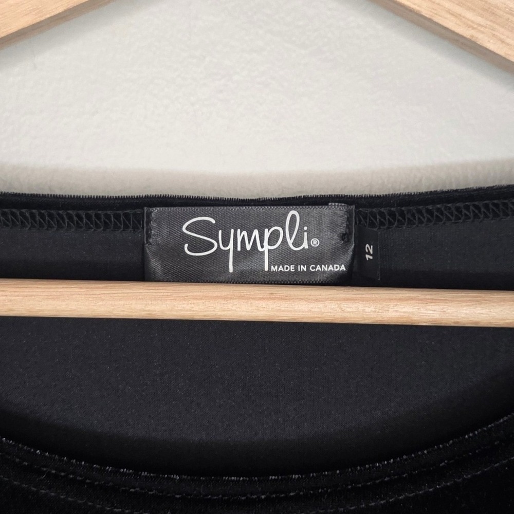 Sympli Velvet Top Womens 12 Black Stretch Long Sleeve Made in Canada - Picture 4 of 7